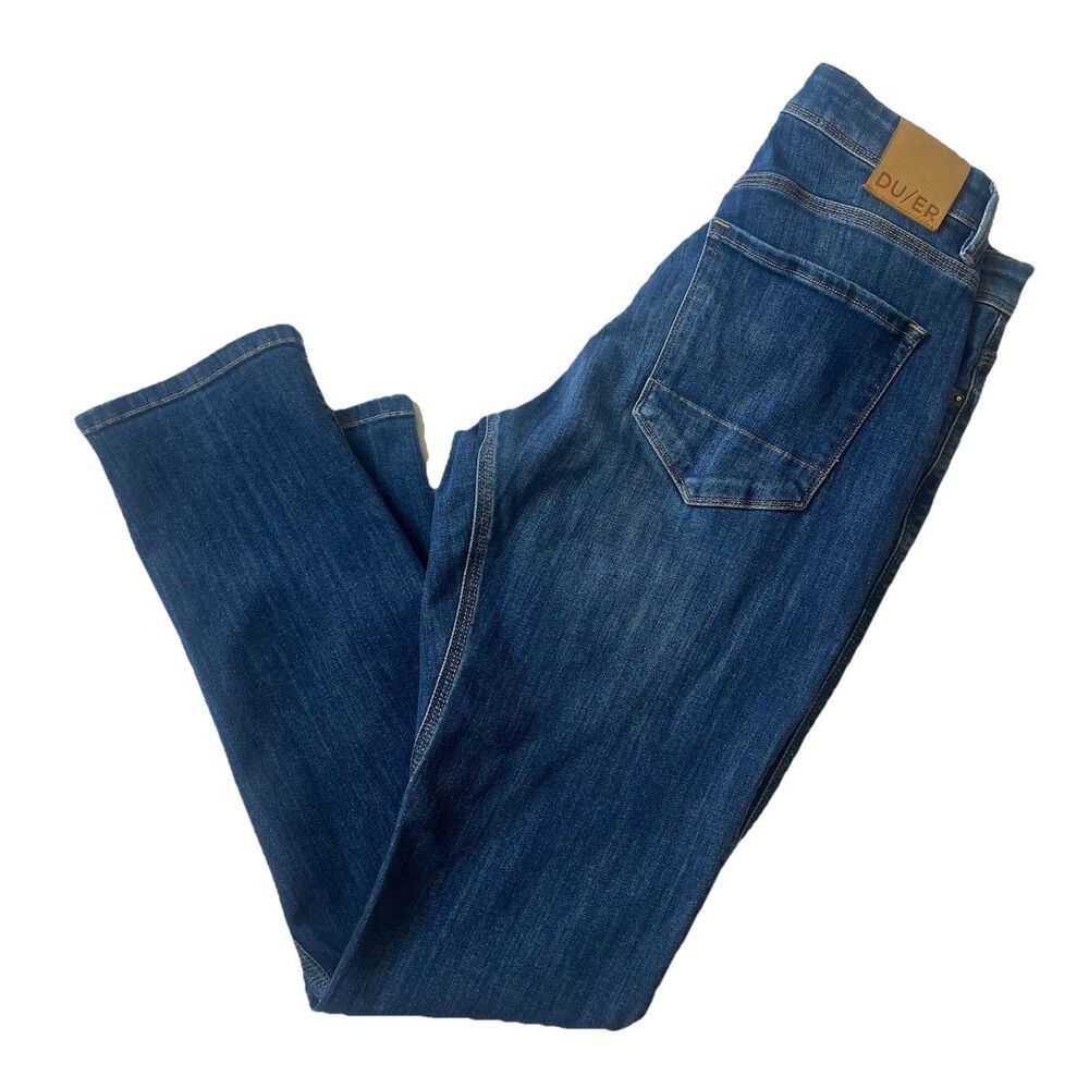 DUER Men L2X Relaxed Taper Jeans Dark Blue Denim Cotton Blend 5-Pocket 32 31 X32